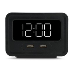 Despertador Digital Compacto RadioShack 2 puertos USB Negro