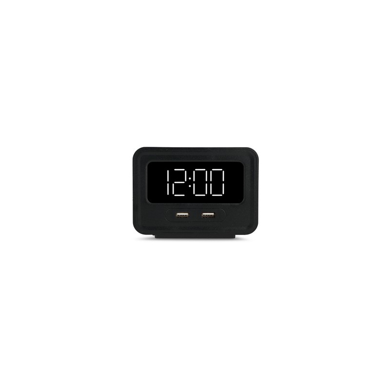 Despertador Digital Compacto RadioShack 2 puertos USB Negro