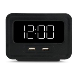 Despertador Digital Compacto RadioShack 2 puertos USB Negro