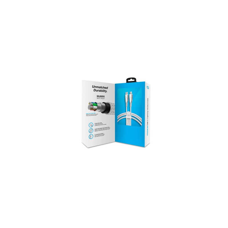 Cable USB C a Lightning Naztech / MFi / 1.8 m / Trenzado / Blanco
