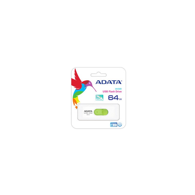 Memoria USB 3.1 Adata UV320 / 64 gb / Blanco con verde