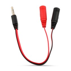 Cable de Audio 2 en 1 RadioShack 20cm Rojo con Negro