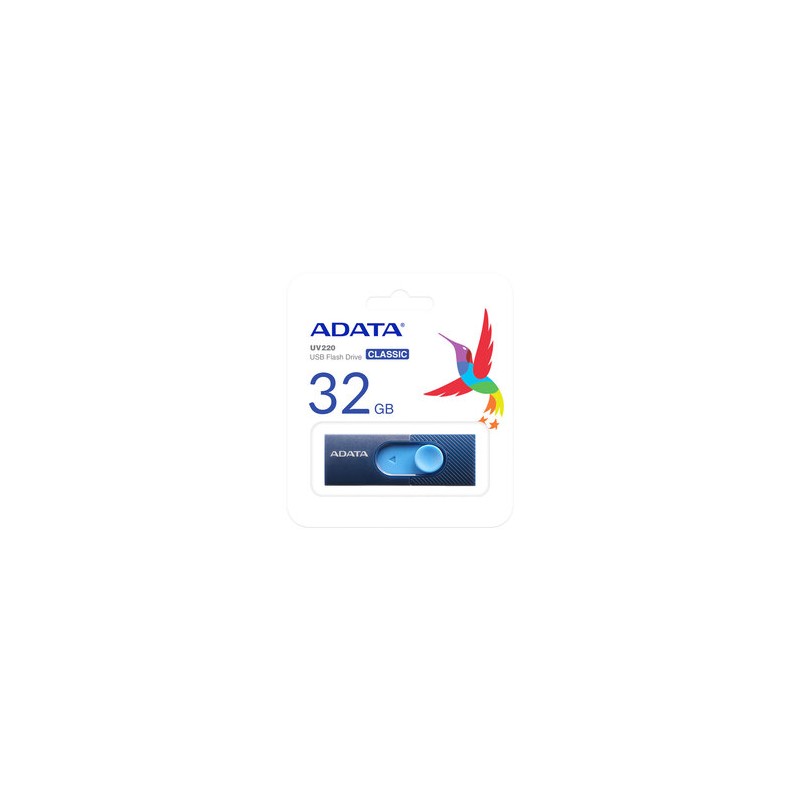 Memoria USB Adata AUV220 / 32 gb / Negro con azul