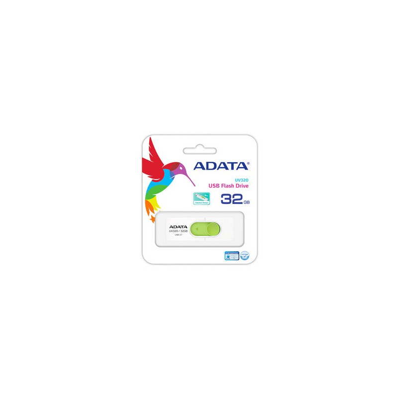 Memoria USB 3.1 Adata UV320 / 32 gb / Blanco con verde