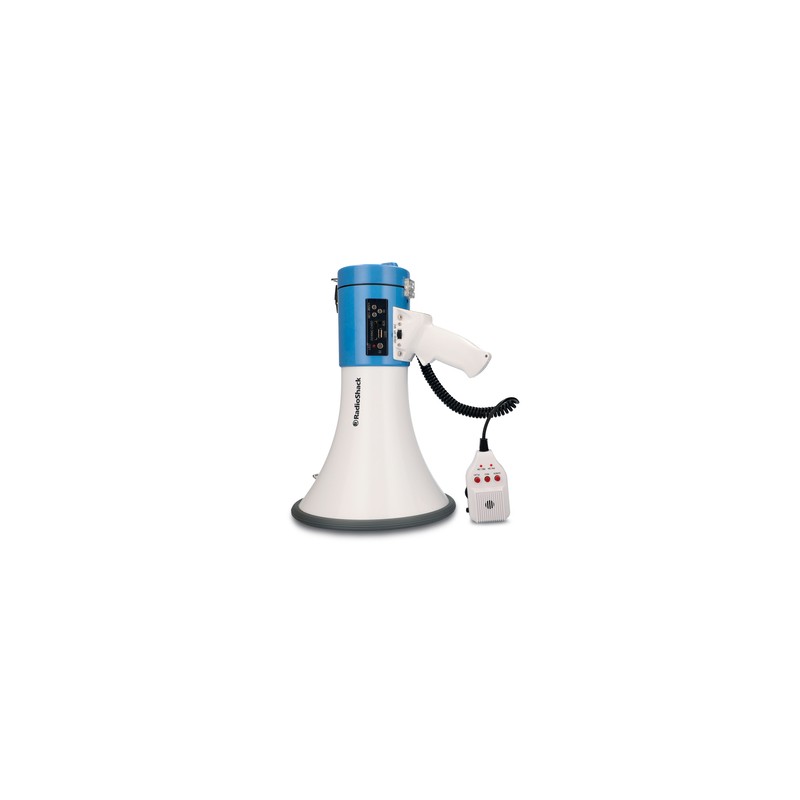 Megáfono Recargable de Mano RadioShack / USB/SD/Auxiliar / Blanco con azul