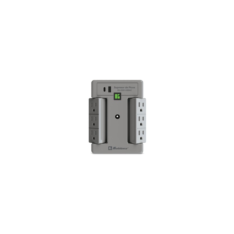 Supresor de Picos Multicontacto de Pared SS-2000 Koblenz 6 contactos / 2 USB