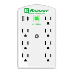 Supresor de Picos Multicontacto de Pared SS-1100 Koblenz 7 contactos 1 USB 1 USB-C