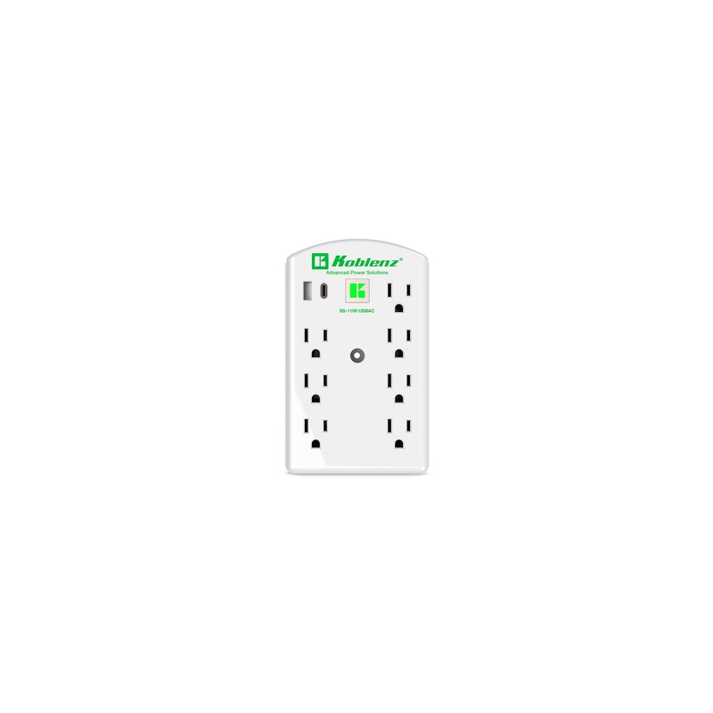 Supresor de Picos Multicontacto de Pared SS-1100 Koblenz 7 contactos 1 USB 1 USB-C