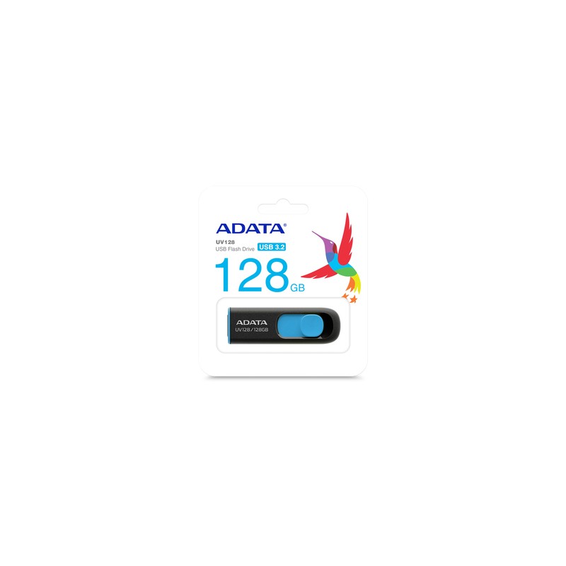 Memoria USB 3.0 Adata UV128 / 128 gb / Negro con Azul