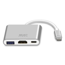 Adaptador Tipo C a HDMI y USB Select Power / Plata