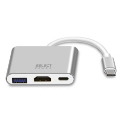 Adaptador Tipo C a HDMI y USB Select Power / Plata