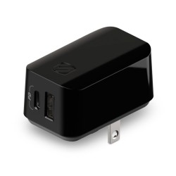 Cargador de Pared Retráctil para Celular Scosche HPDCA32 SP / Negro / Tipo C / USB